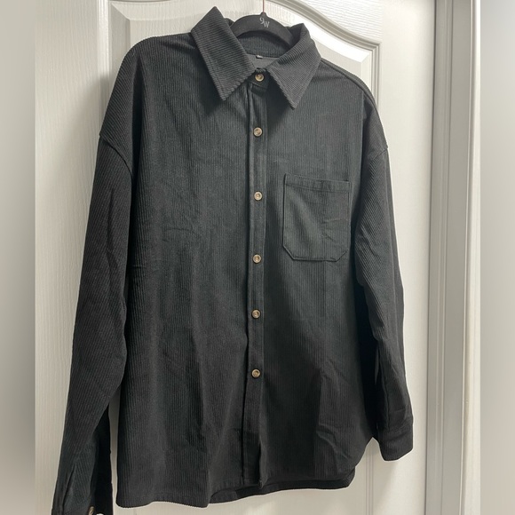 Corduroy Black Button Down Shirt - Picture 2 of 6